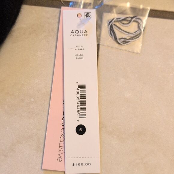 NWT Aqua Cashmere Sweater Bellissima Black Crew Neck Size S - Picture 5 of 11